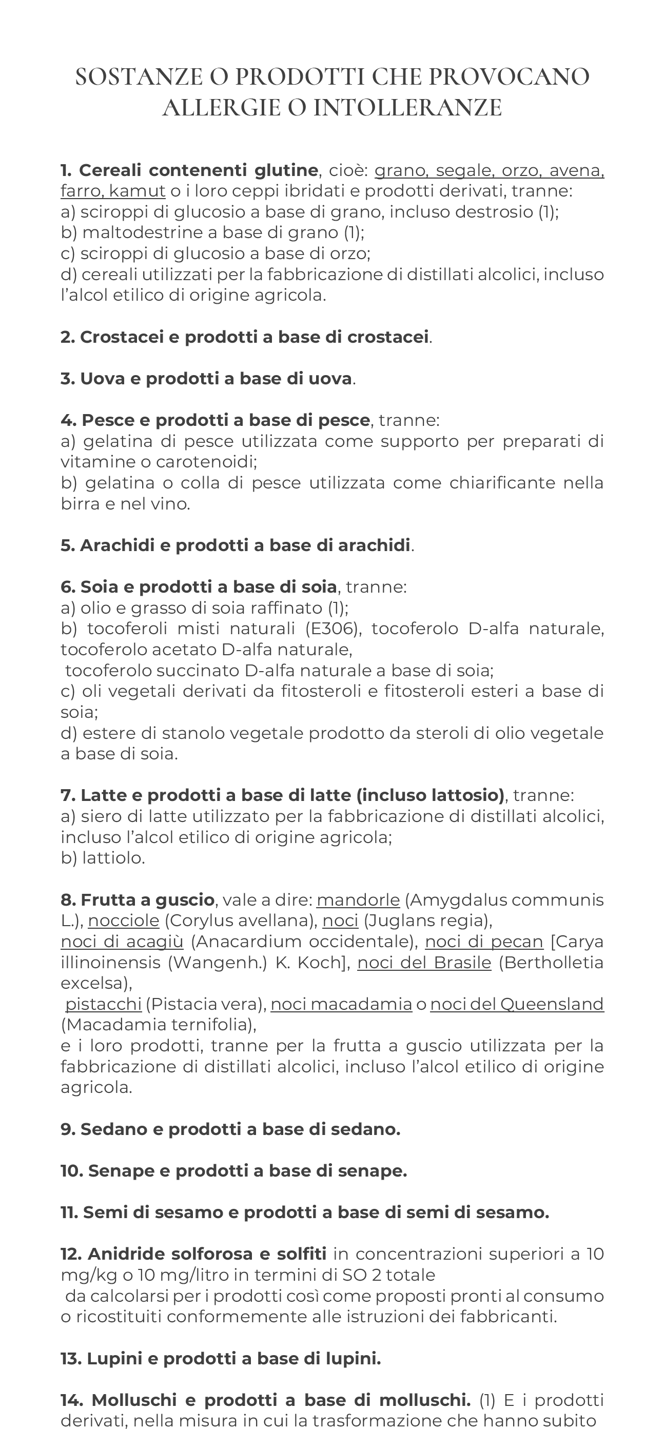 La Pergola Pairing menu, Mixology, Cocktails, Champagne top quality in Sorrento lista allergeni, allergenes list